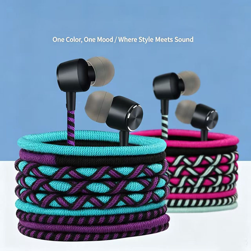 Wired Earphone Mic - Gevlochten bedrade oortelefoon 3,5 mm in-ear