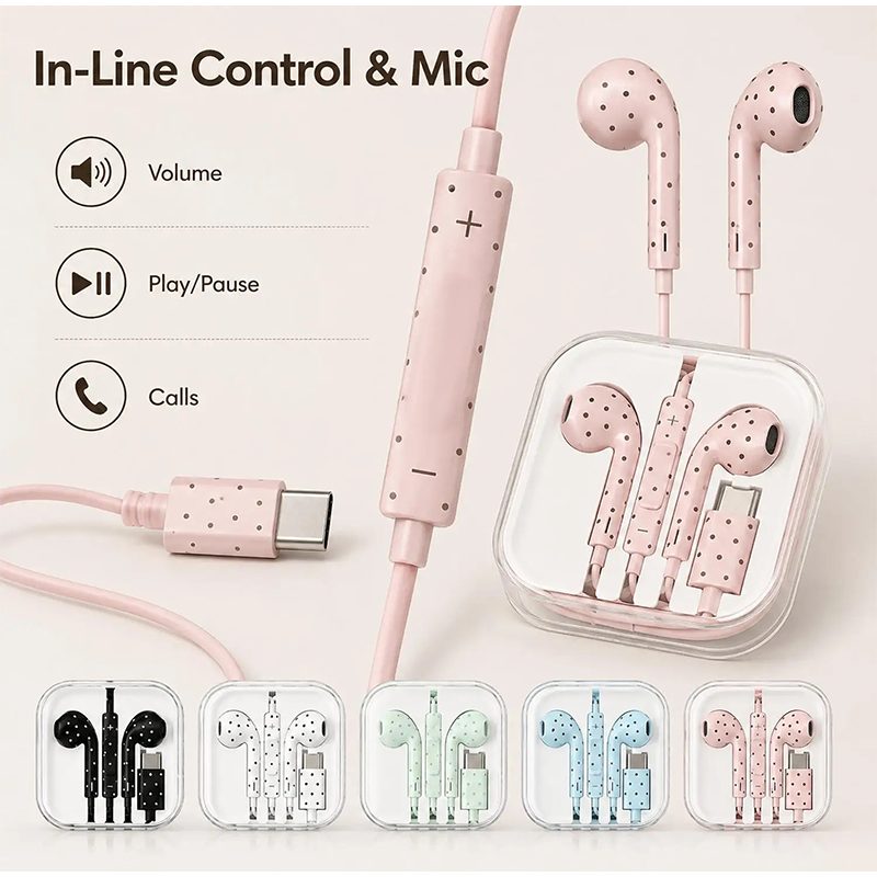 In-ear oortelefoon met stippen - Usb C Earphone recensie en prijs