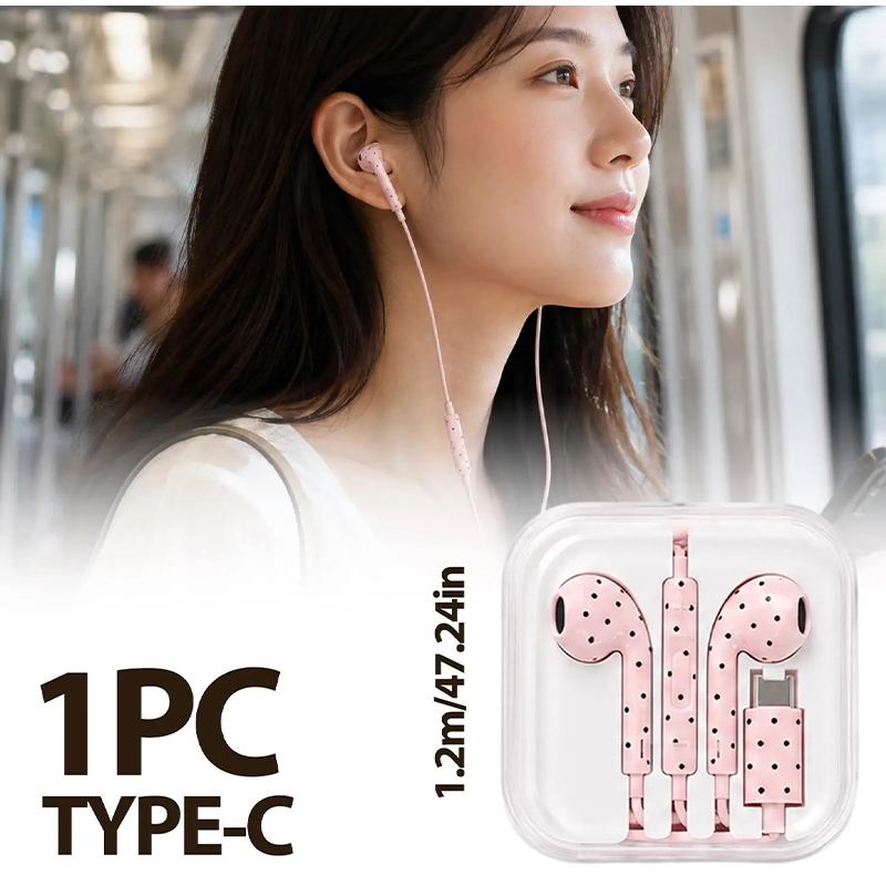 In-ear oortelefoon met stippen - Usb C Earphone recensie en prijs